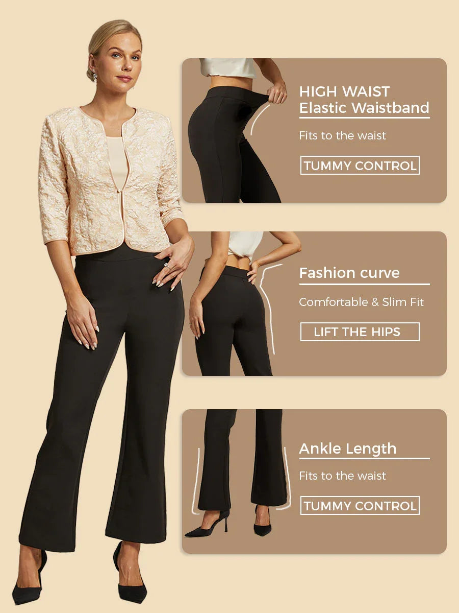 High Stretch Bootcut Pants with Slimming Leg Shape and Mid Rise with Pockets