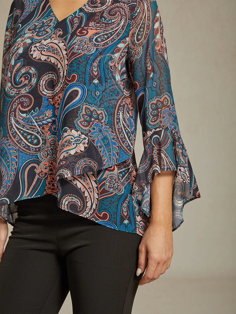 Elegant Boho Chiffon Ruffle Sleeve Blouse