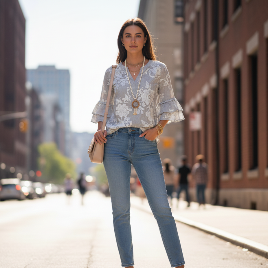 Vintage Floral Print Blouse
