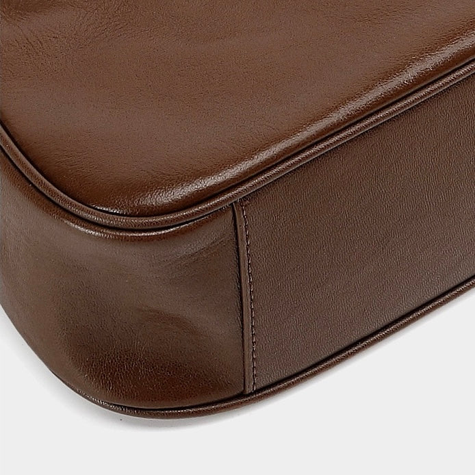 Braided-Handle Genuine Saddle Leather Hobo Bag