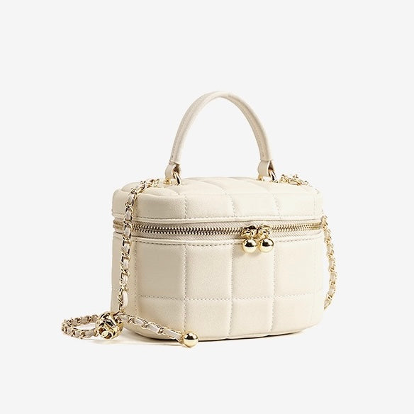 Women's Genuine Leather Textured Chain Shoulder Bag