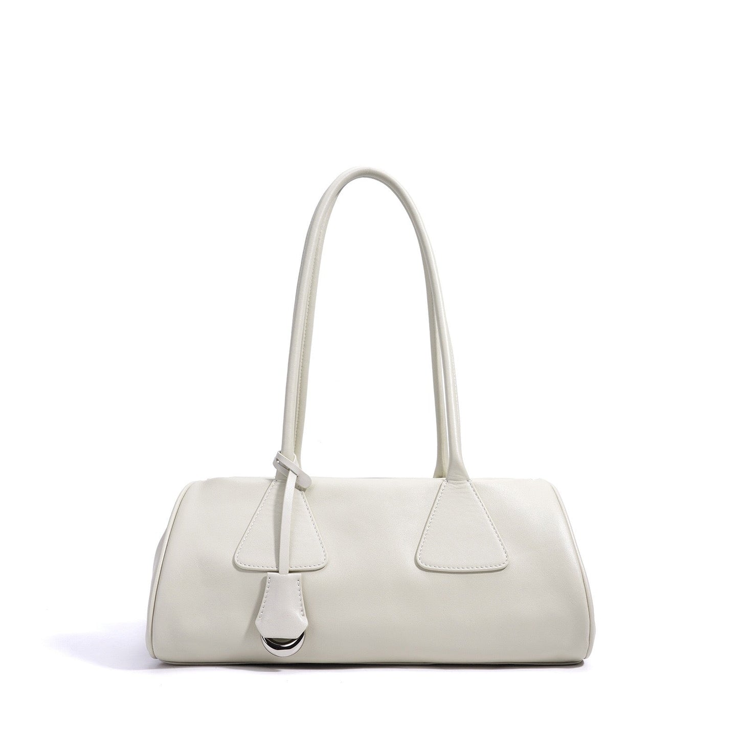 Spring Summer French Style Genuine Leather Pillow Shoulder Baguette Bag