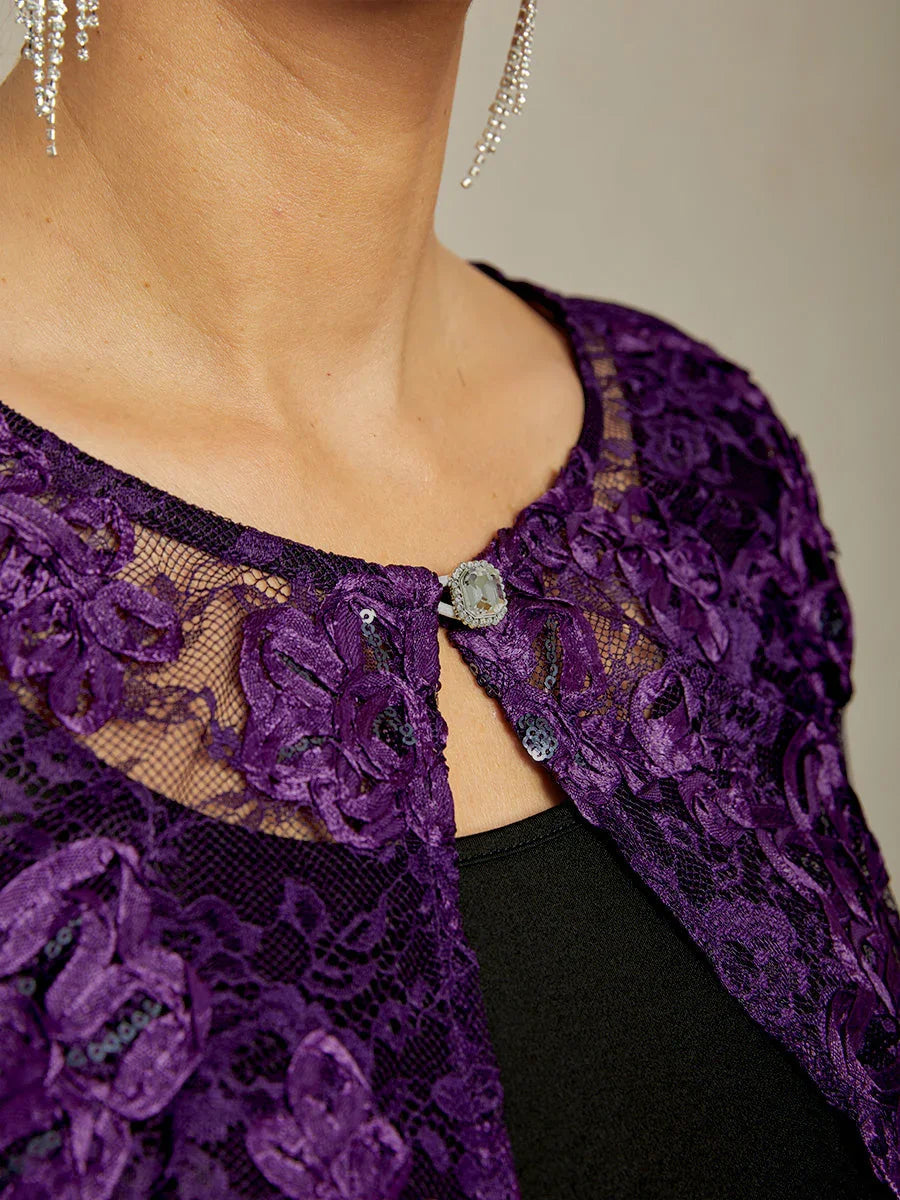 Rosette Lace Jacket with Sequin Embellishment