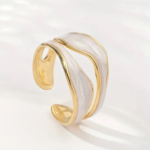 Gold Plated Wave Open Ring - LEESTIA