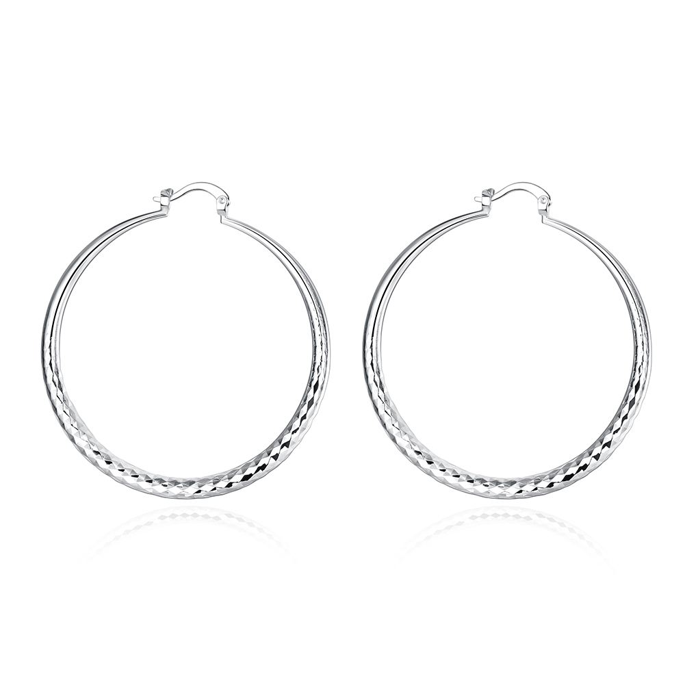 Sterling Silver Circle Hoop Earrings - LEESTIA