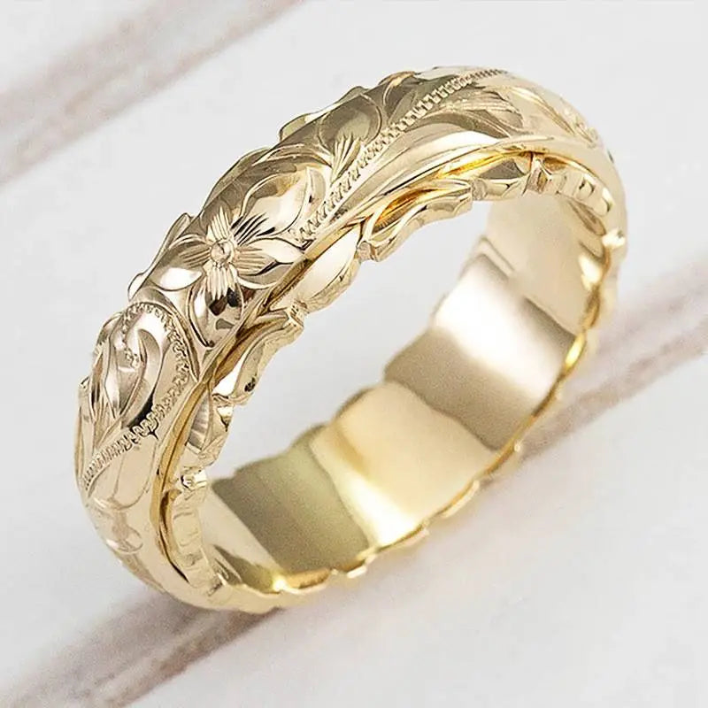 Antique-Inspired Gold Flower Ring - LEESTIA