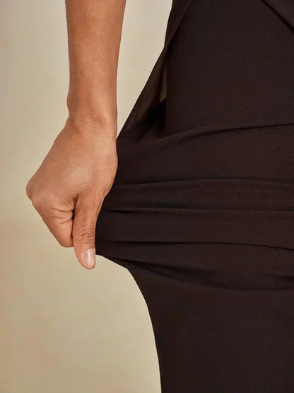 Straight Leg Pant With Chiffon Split Leg Overlay