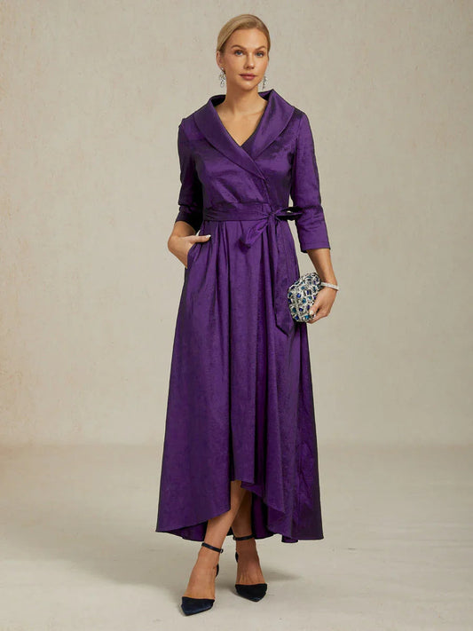 Stretch Taffeta Cocktail Dress with Tie Belt