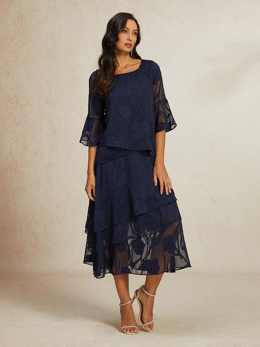 Dressy Chiffon Asymmetric Hem Blouse