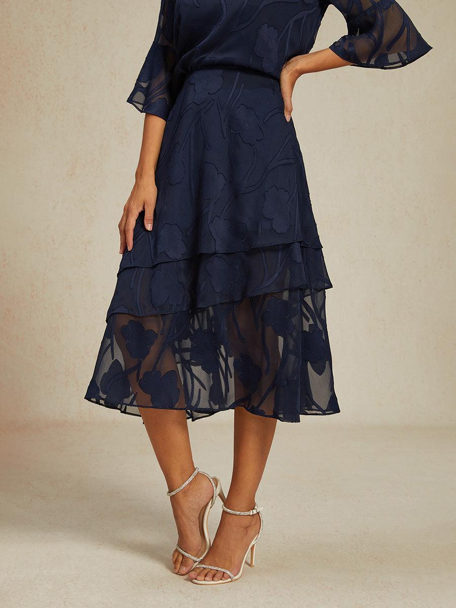 Floral Chiffon Midi Skirt