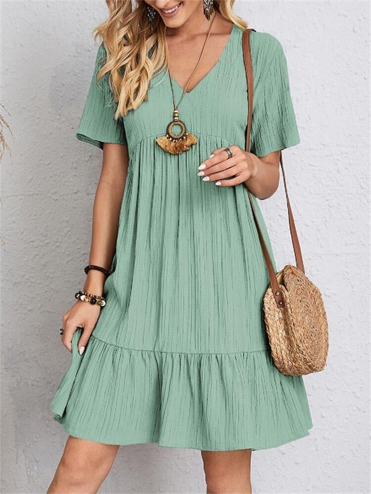 Vintage V-neck Dress for Women
