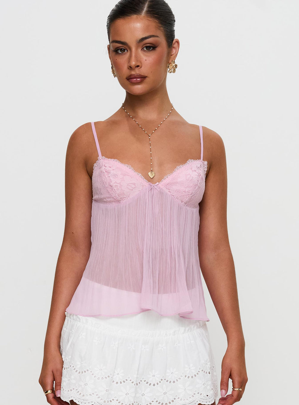 ARIA | Lace Pleated Top