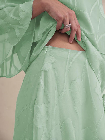 Floral Chiffon Midi Skirt