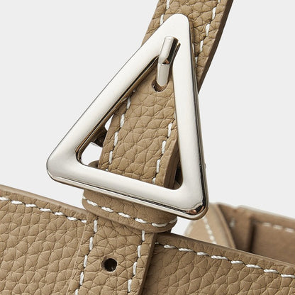 Women's Elegant Camel Textured Leather Shoulder Tote