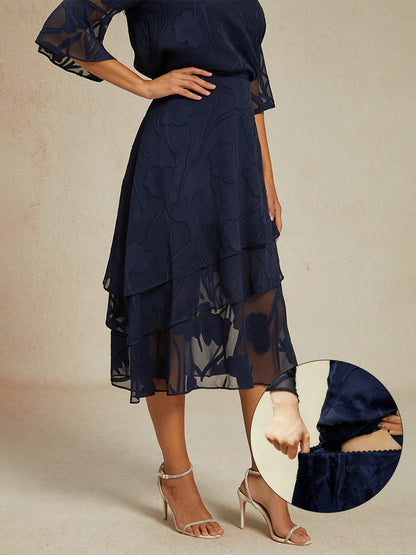 Floral Chiffon Midi Skirt