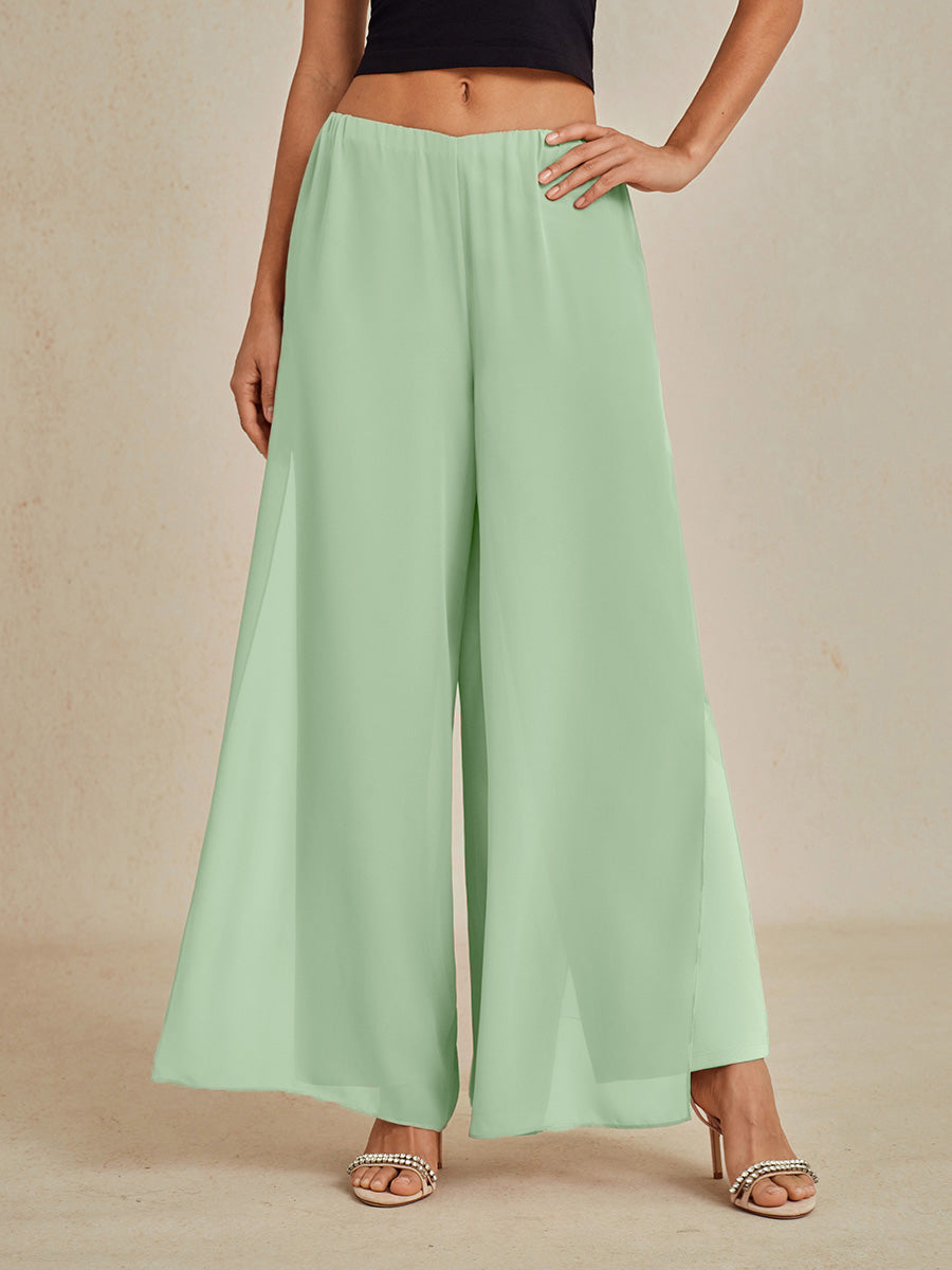 Straight Leg Pant With Chiffon Split Leg Overlay