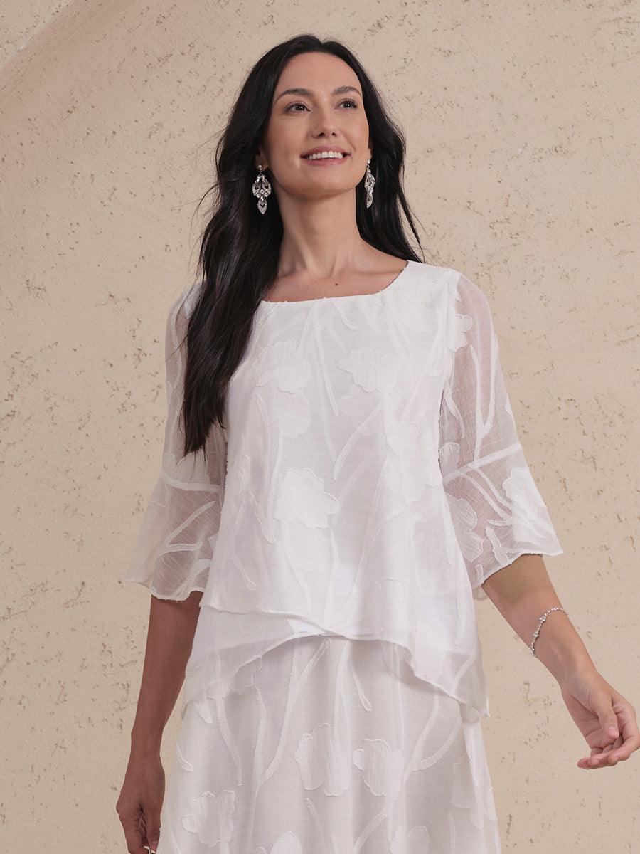 Dressy Chiffon Asymmetric Hem Blouse