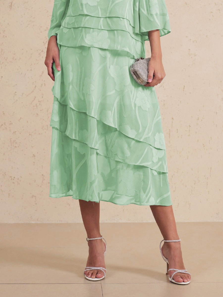 Floral Chiffon Midi Skirt