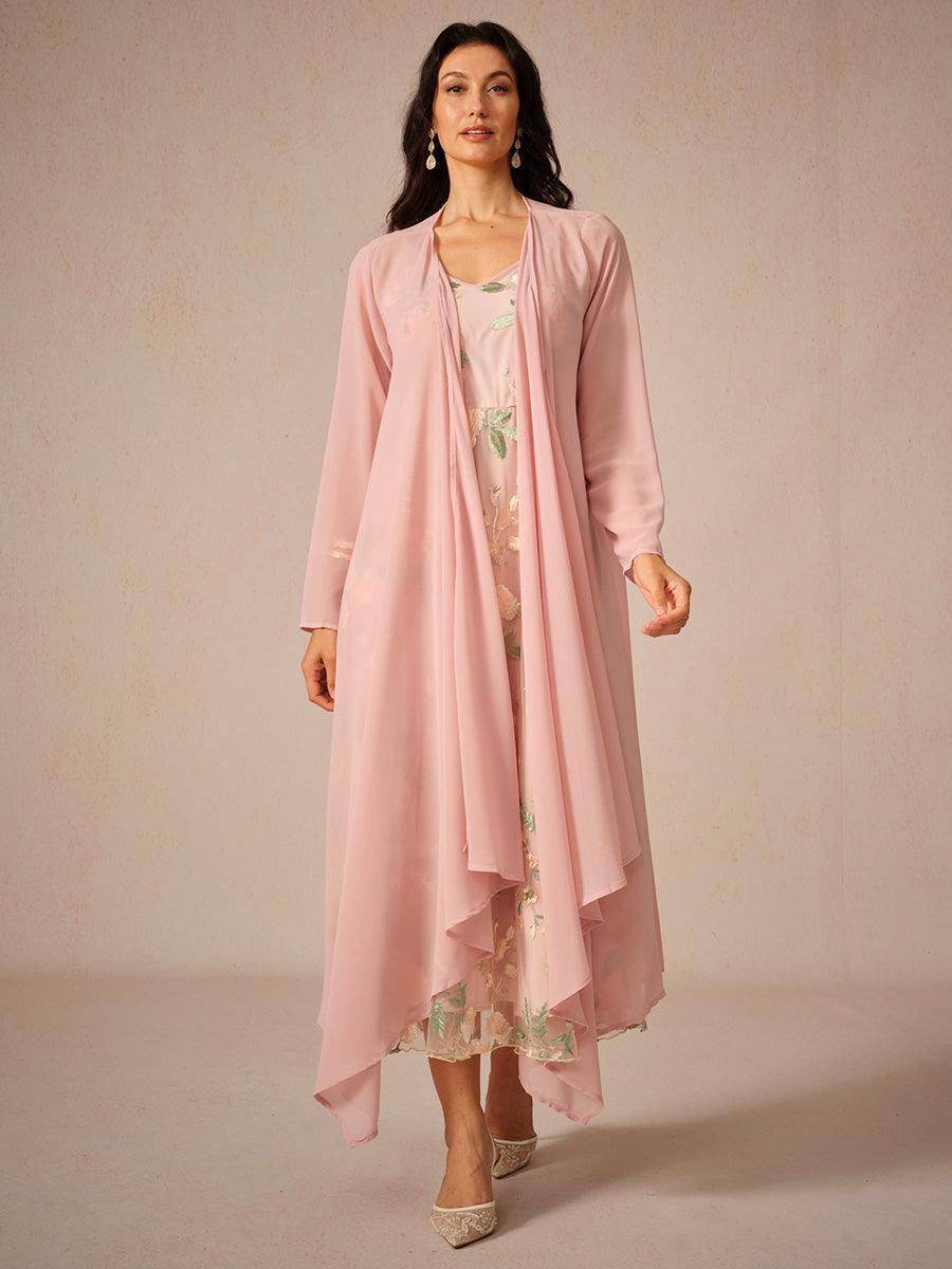 Embroidered Lace Chiffon Dress Set