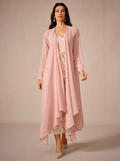 Embroidered Lace Chiffon Dress Set