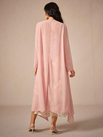 Embroidered Lace Chiffon Dress Set