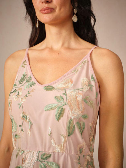 Embroidered Lace Chiffon Dress Set