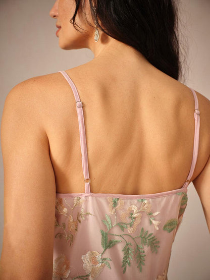 Embroidered Lace Chiffon Dress Set