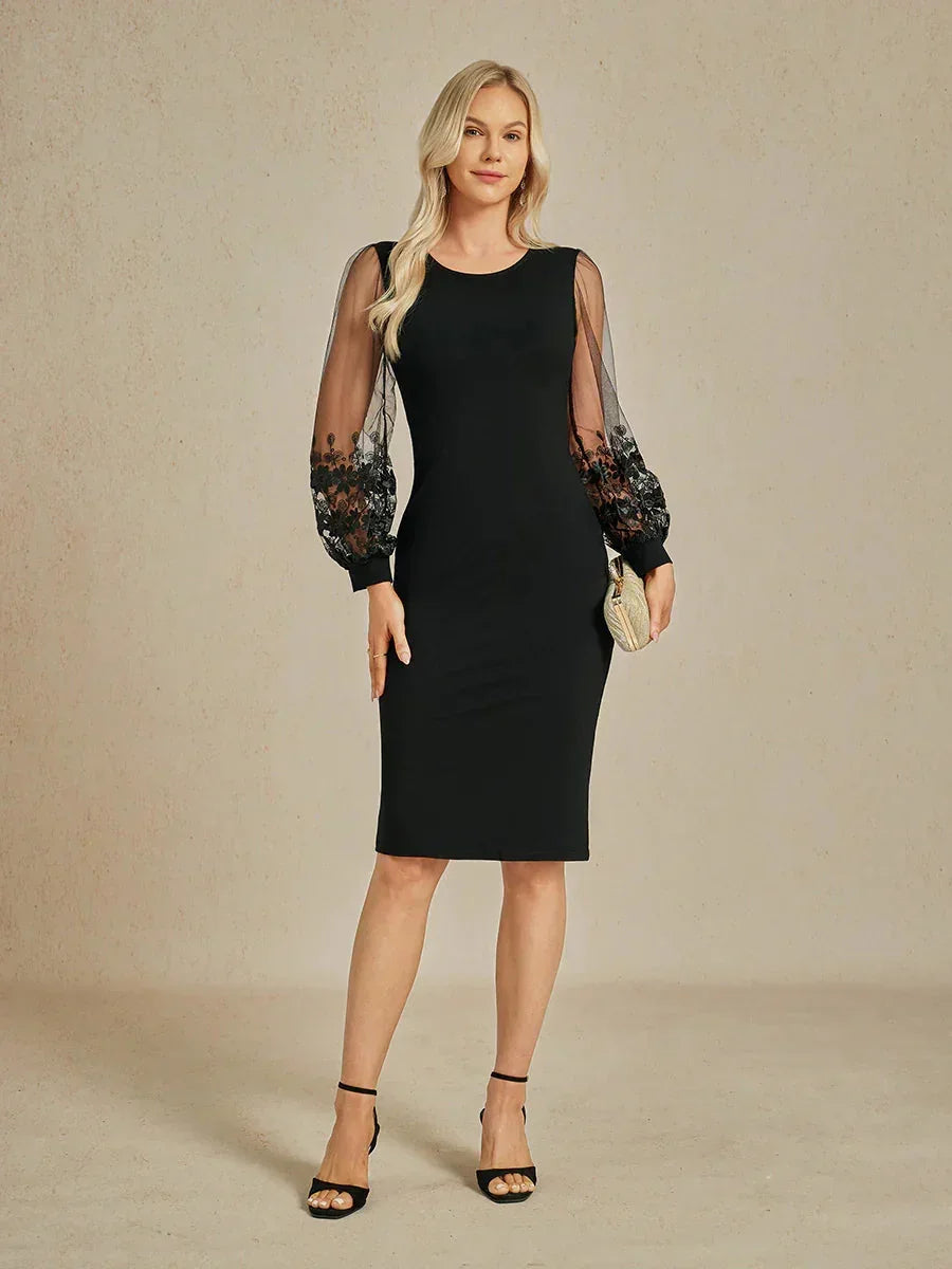 Floral Sleeve Bodycon Midi Dress