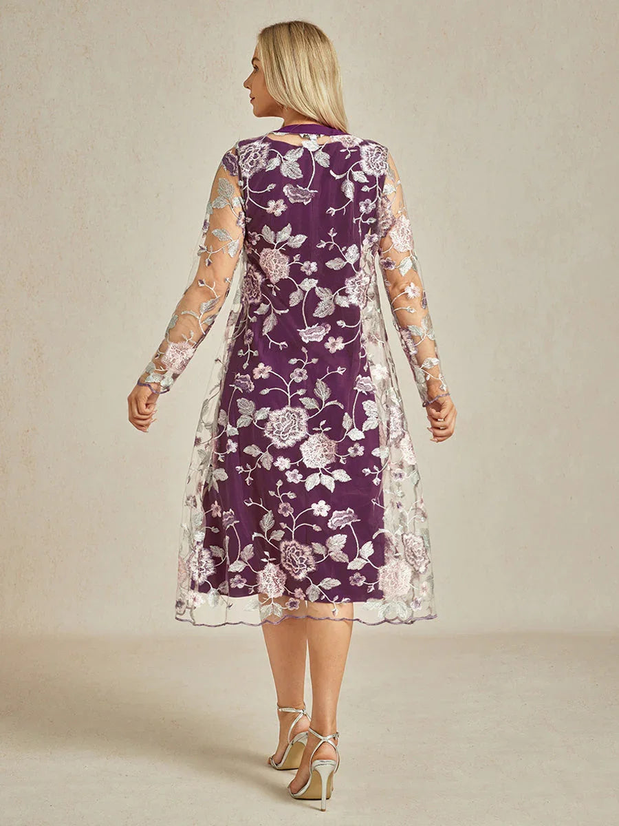 Long Floral Embroidered Lace Jacket