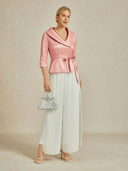 Straight Leg Pant With Chiffon Split Leg Overlay