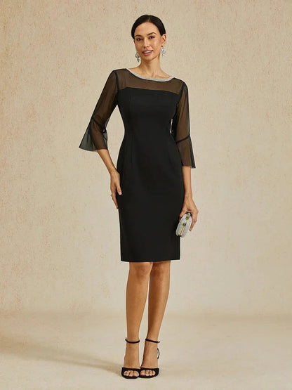 Elegant Fitted Cocktail Dress with Flared Sleeves