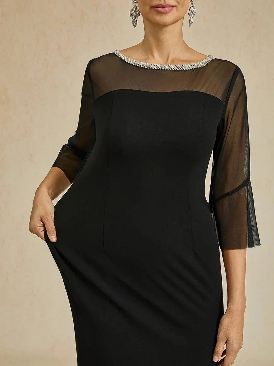 Elegant Fitted Cocktail Dress with Flared Sleeves