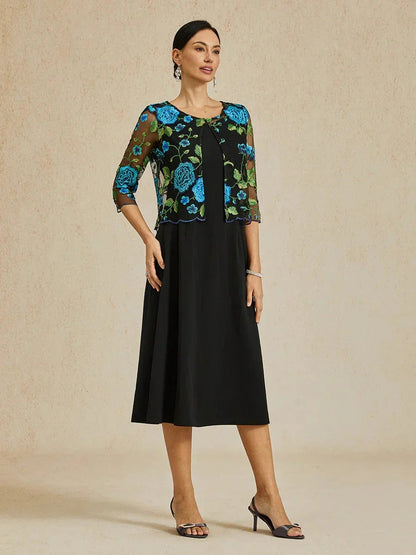 Floral Embroidered Lace Jacket With Scallop Detail