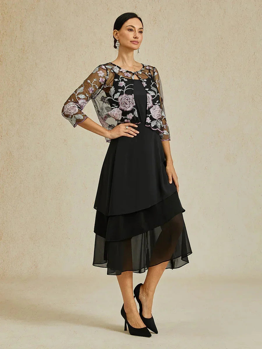 Floral Embroidered Lace Jacket With Scallop Detail