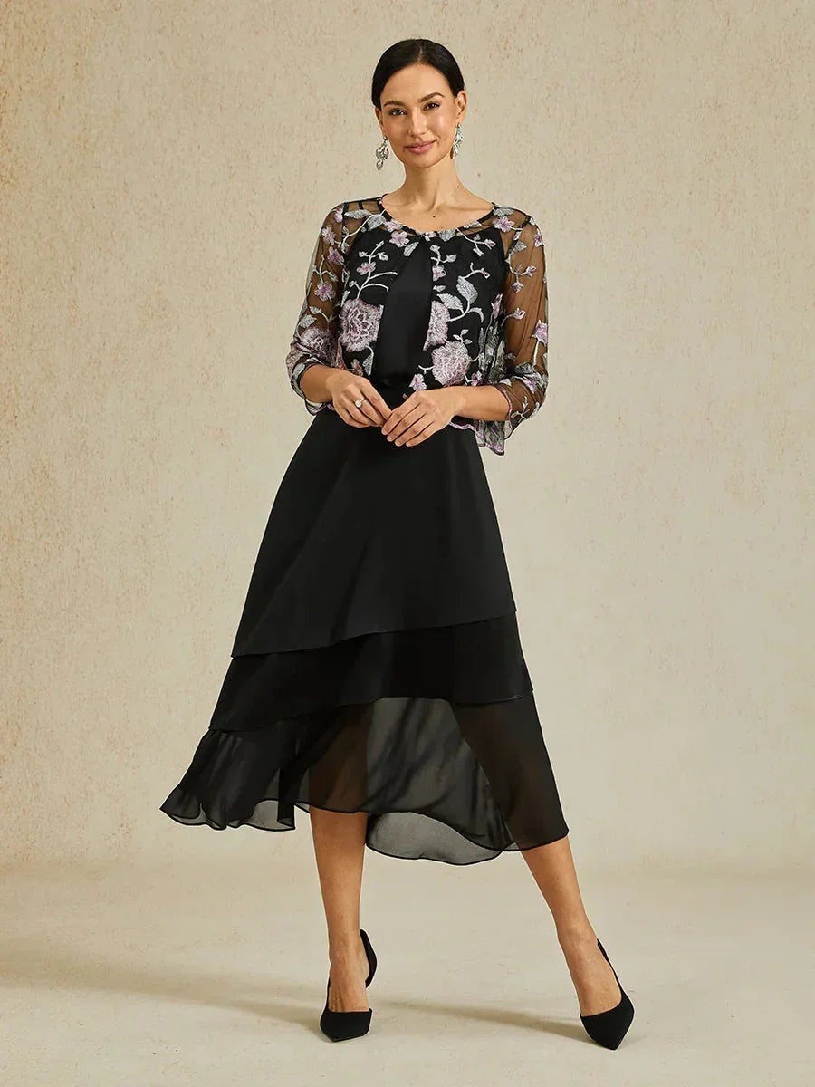 Floral Embroidered Lace Jacket With Scallop Detail