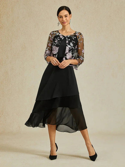 Floral Embroidered Lace Jacket With Scallop Detail