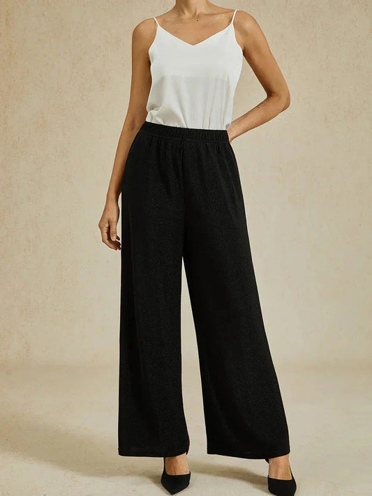 Metallic Knit Straight Leg Pants