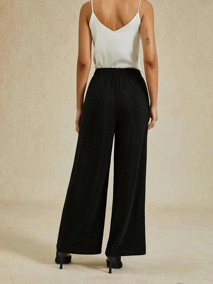 Metallic Knit Straight Leg Pants