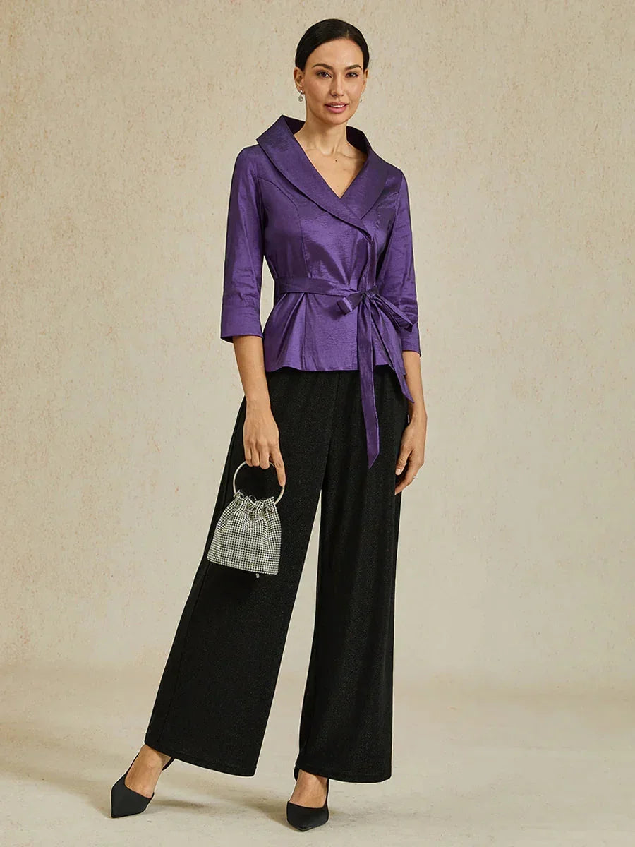 Metallic Knit Straight Leg Pants