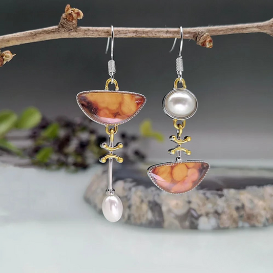 Elegant Orange Stone Earrings - LEESTIA