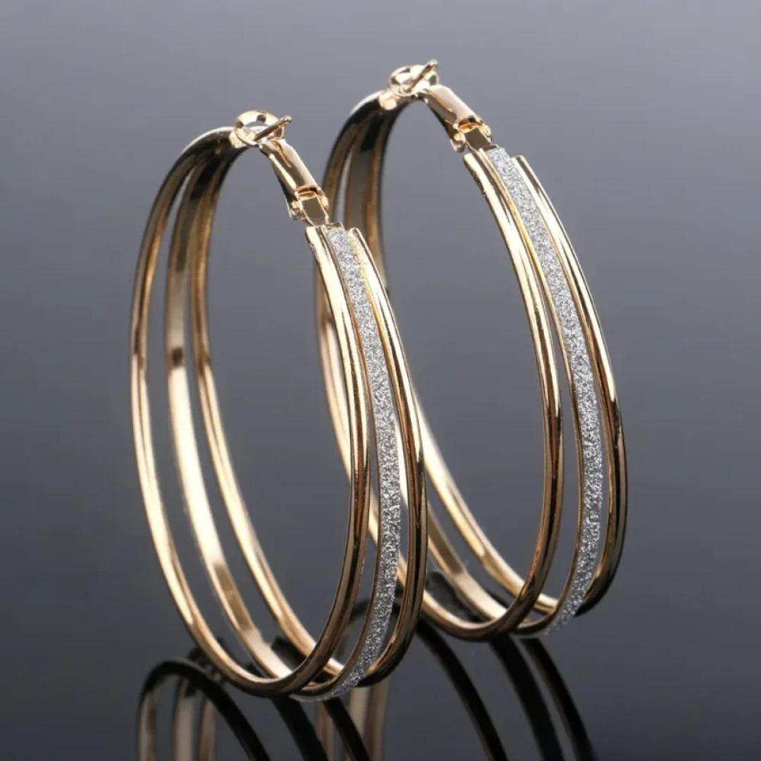 Gold Retro Hoop Earrings - LEESTIA