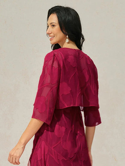 Floral Sheer Chiffon 3/4 Sleeve Shrug