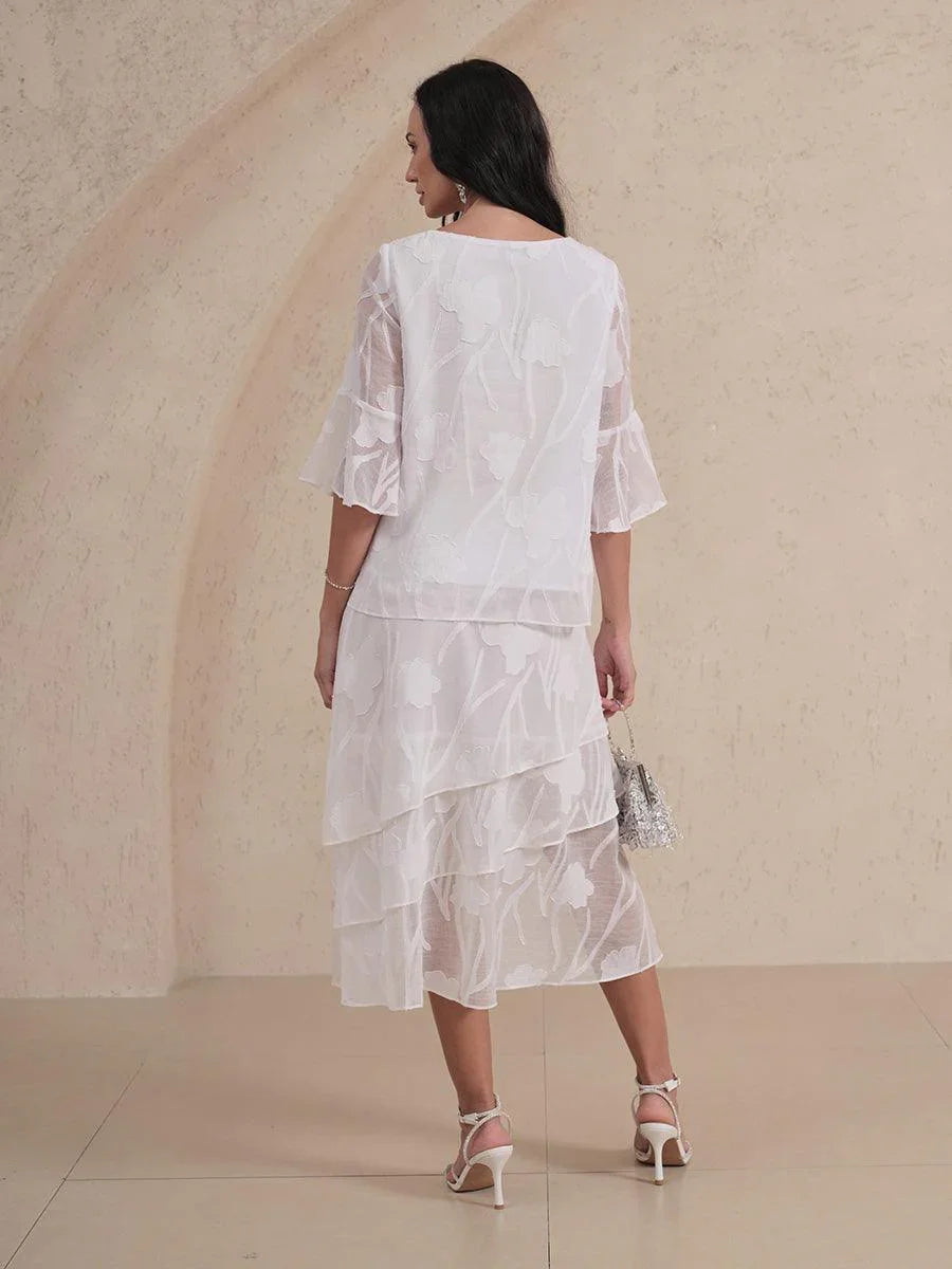 Dressy Chiffon Asymmetric Hem Blouse