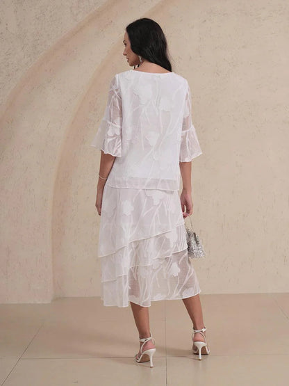 Dressy Chiffon Asymmetric Hem Blouse