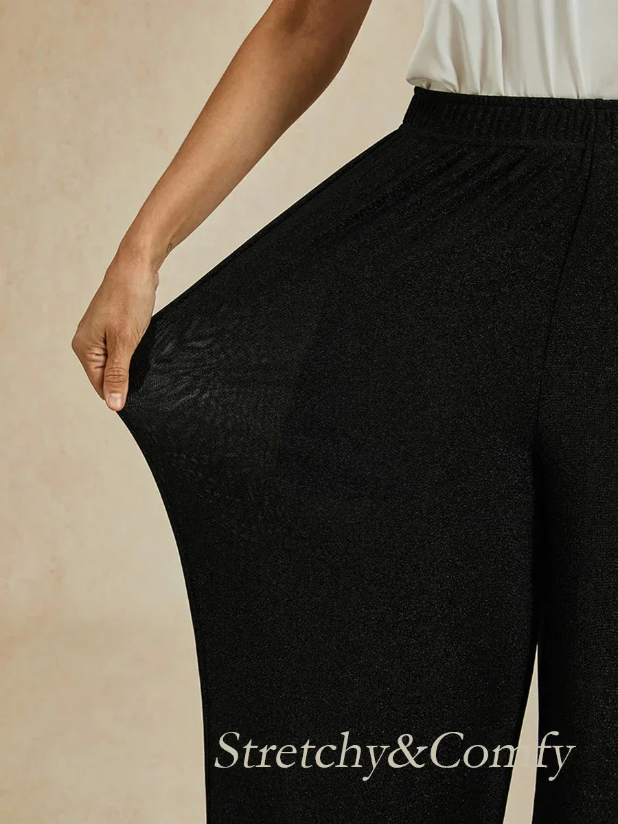 Metallic Knit Straight Leg Pants