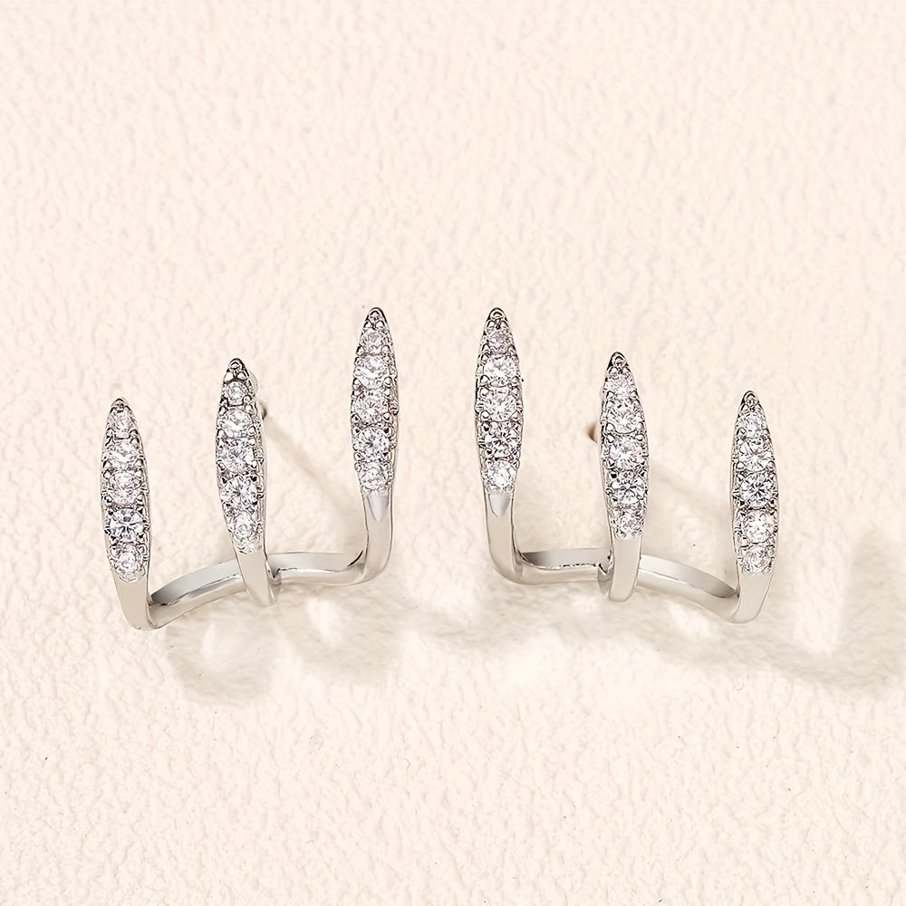Elegant Rhinestone Three-Claw Earrings - LEESTIA