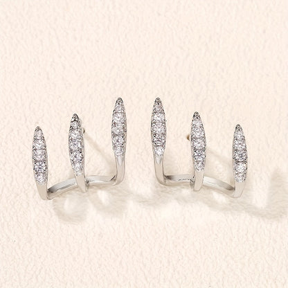 Elegant Rhinestone Three-Claw Earrings - LEESTIA