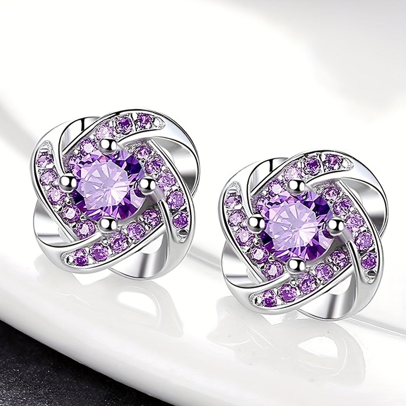 Purple Four-Leaf Clover Earrings - LEESTIA