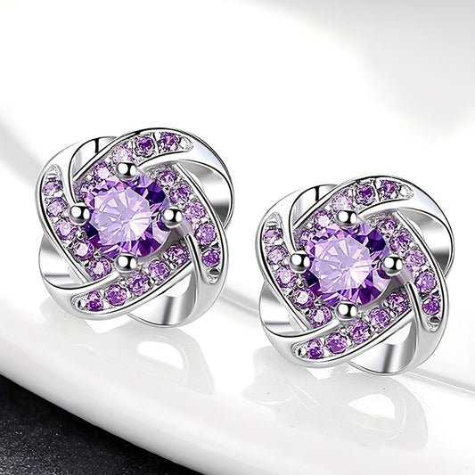 Purple Four-Leaf Clover Earrings - LEESTIA