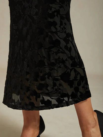 Long Floral Velvet Skirt with Fishtail
